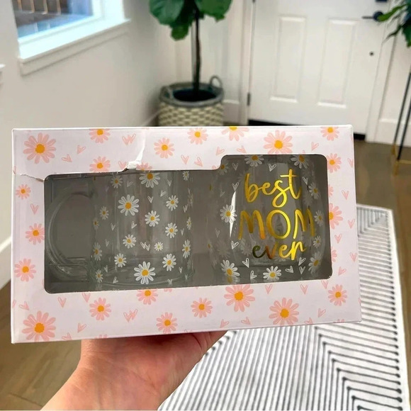 Daisy "Best Mom Ever" Giftbox - Wine Glass & Coffee Cup - Picture 1 of 2